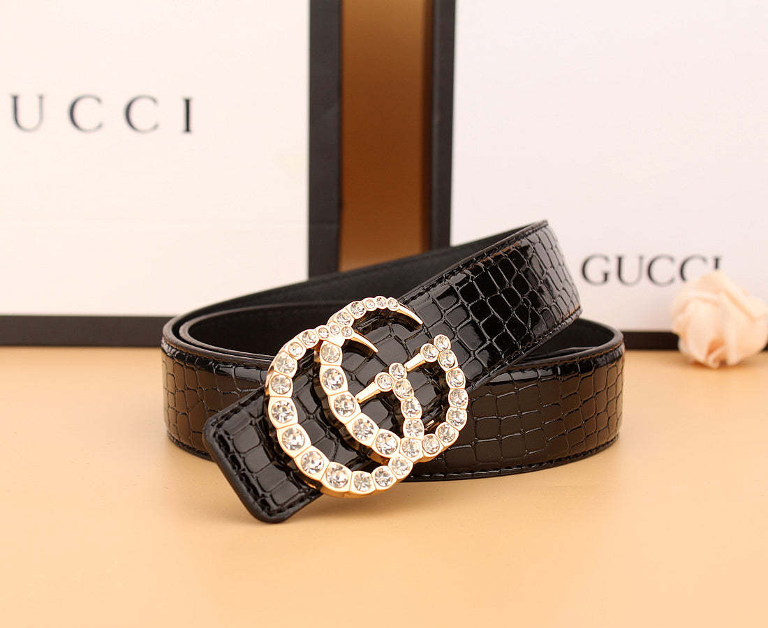 2 Styles Luxurious Double G Rhinestone Belt