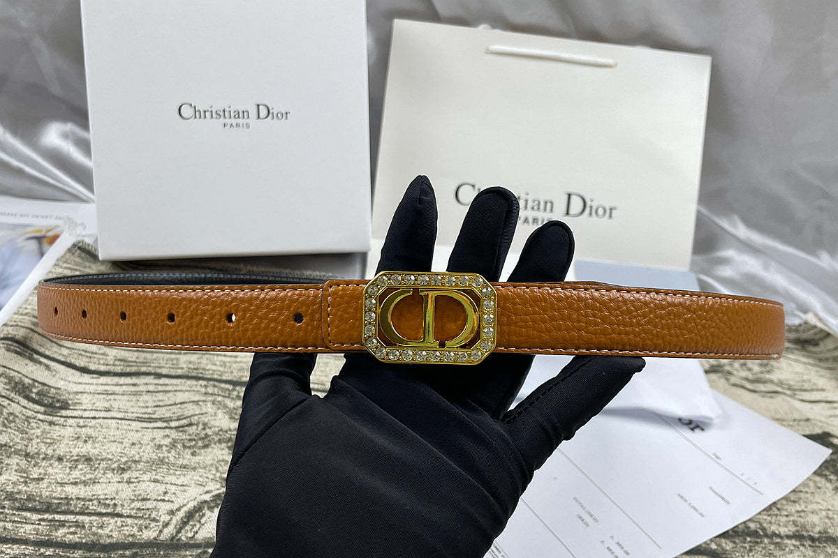 6 Colors luxury rhinestone lychee pattern double-sided belt