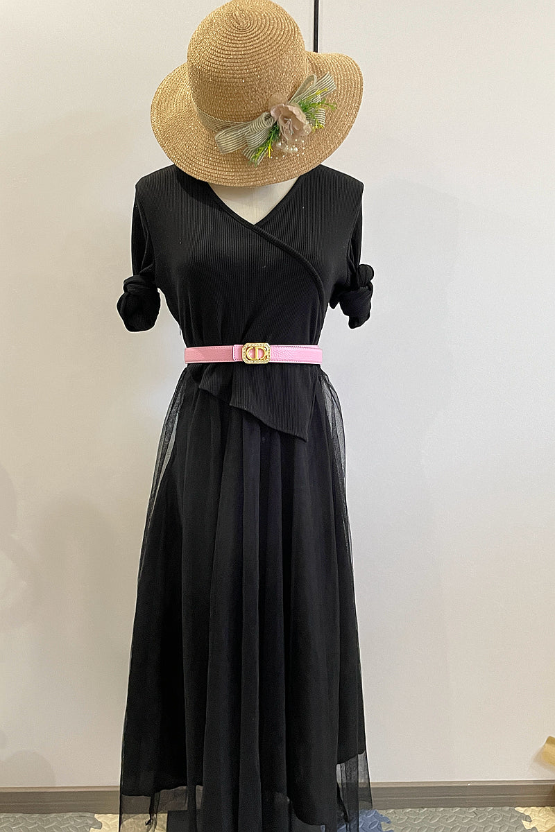 6 Colors luxury rhinestone lychee pattern double-sided belt