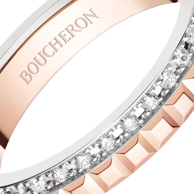 YELLOW GOLD, ROSE GOLD AND DIAMOND QUATRE WEDDING BAND