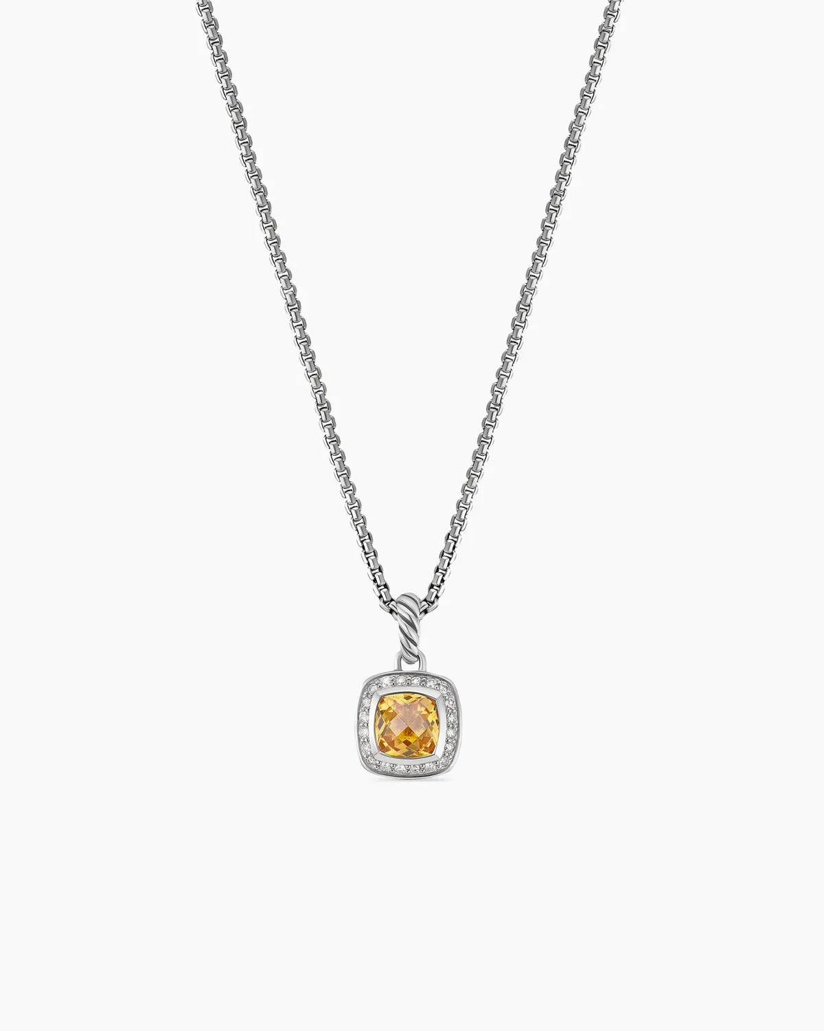 Petite Albion庐 Pendant Necklace Sterling Silver with Citrine and Diamonds, 7mm