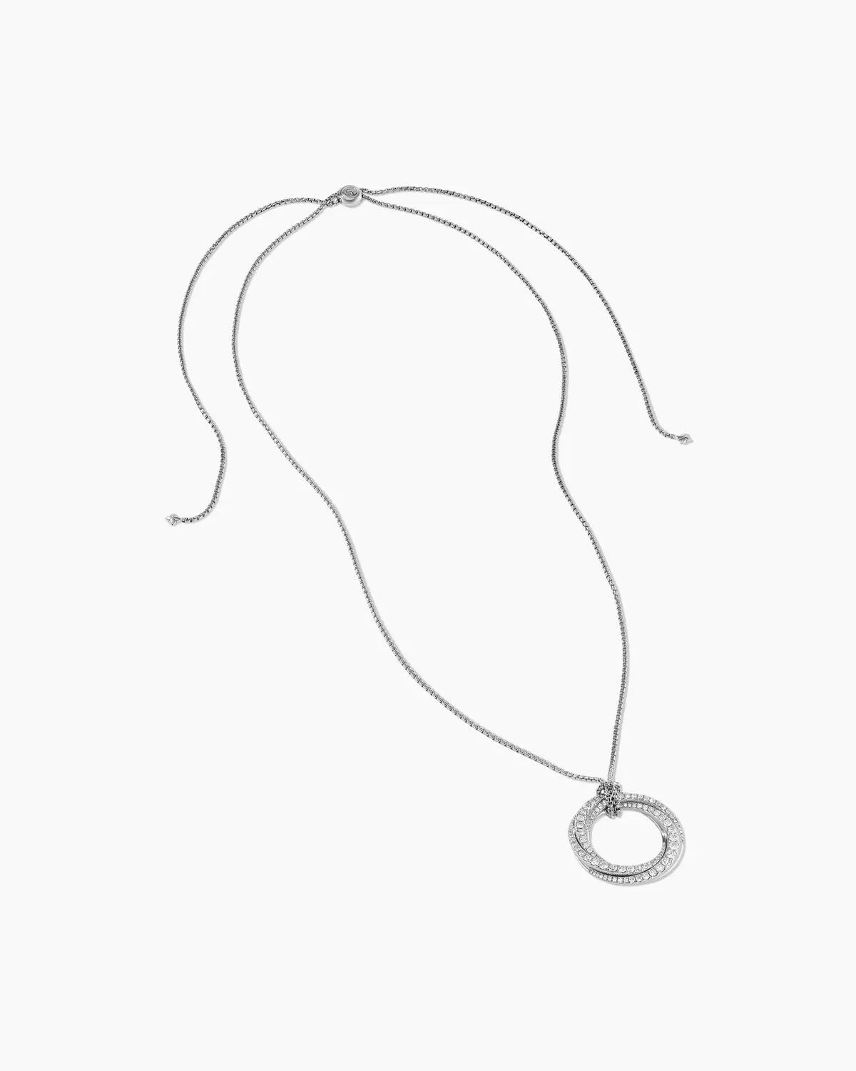 Pav茅 Crossover Pendant Necklace 18K White Gold with Diamonds, 30mm