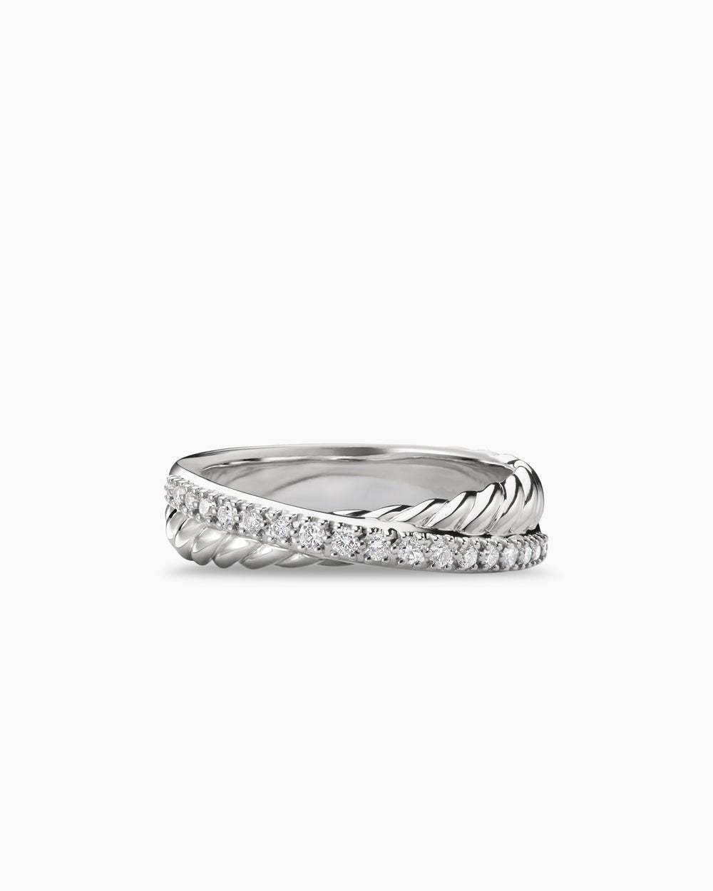 Crossover Band Ring Sterling Silver with Diamonds, 5.3mm