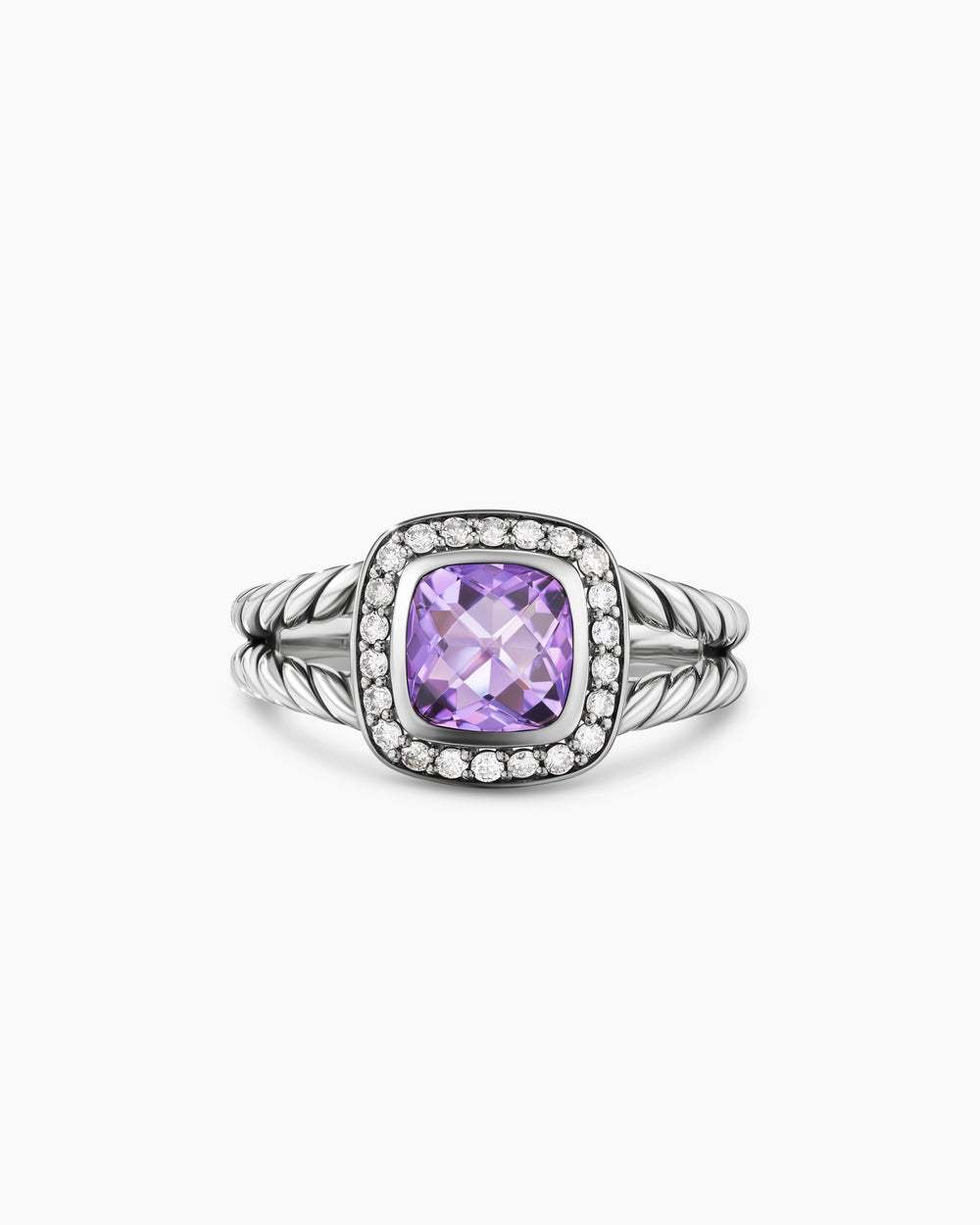 Petite Albion庐 Ring Sterling Silver with Amethyst and Diamonds, 7mm