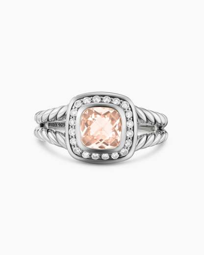 Petite Albion庐 Ring Sterling Silver with Morganite and Diamonds, 7mm