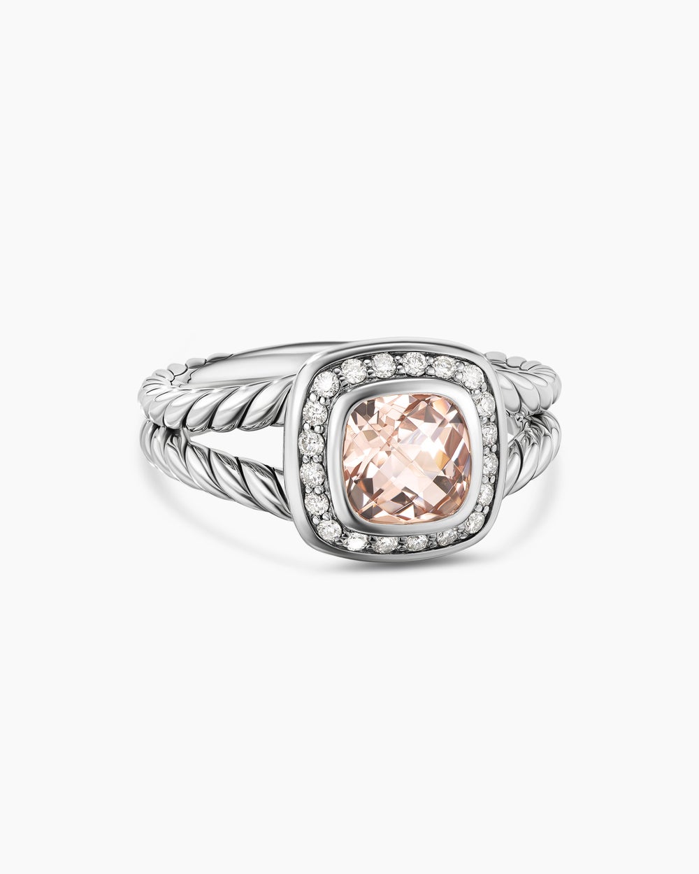 Petite Albion庐 Ring Sterling Silver with Morganite and Diamonds, 7mm