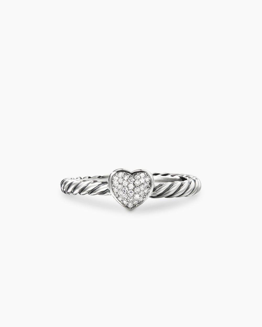 Cable Collectibles庐 Heart Stack Ring Sterling Silver with Pav茅 Diamonds, 6.2mm