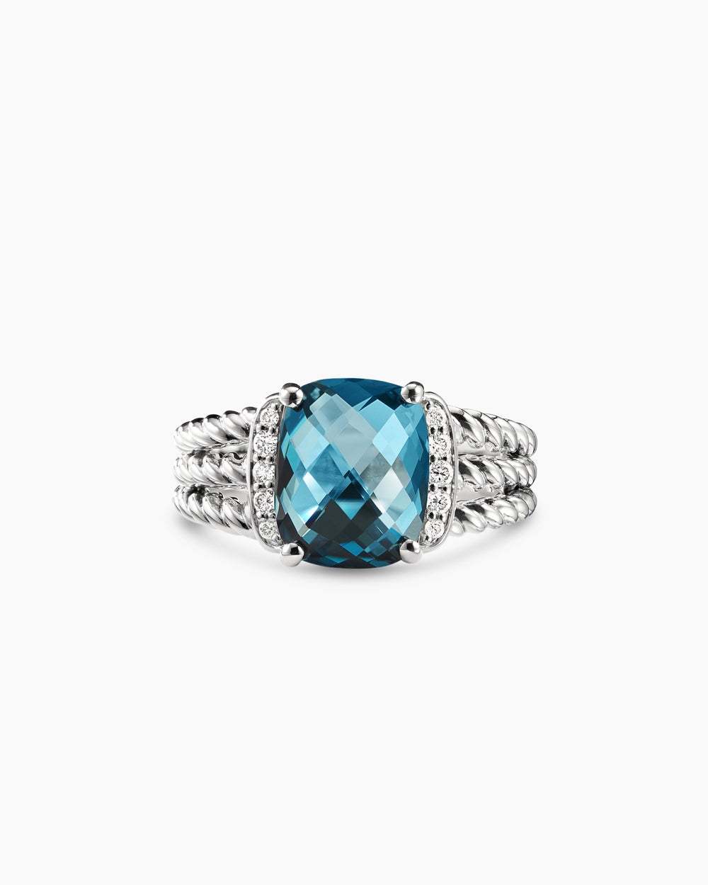 Petite Wheaton庐 Sterling Silver with Hampton Blue Topaz and Diamonds, 10mm