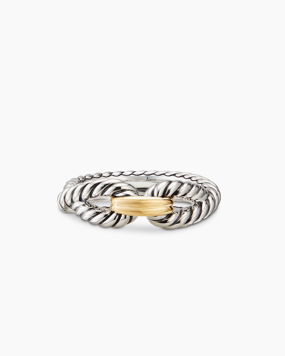 Cable Loop Band Ring Sterling Silver with 18K Yellow Gold, 7mm