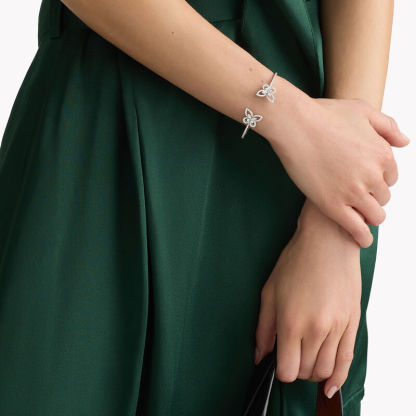 Double Butterfly Silhouette Diamond Bangle