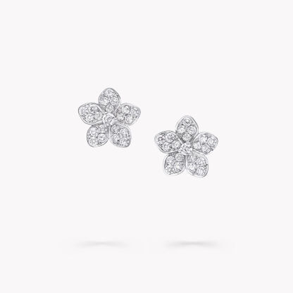 Wild Flower Pavé Diamond Stud Earrings WHITE GOLD