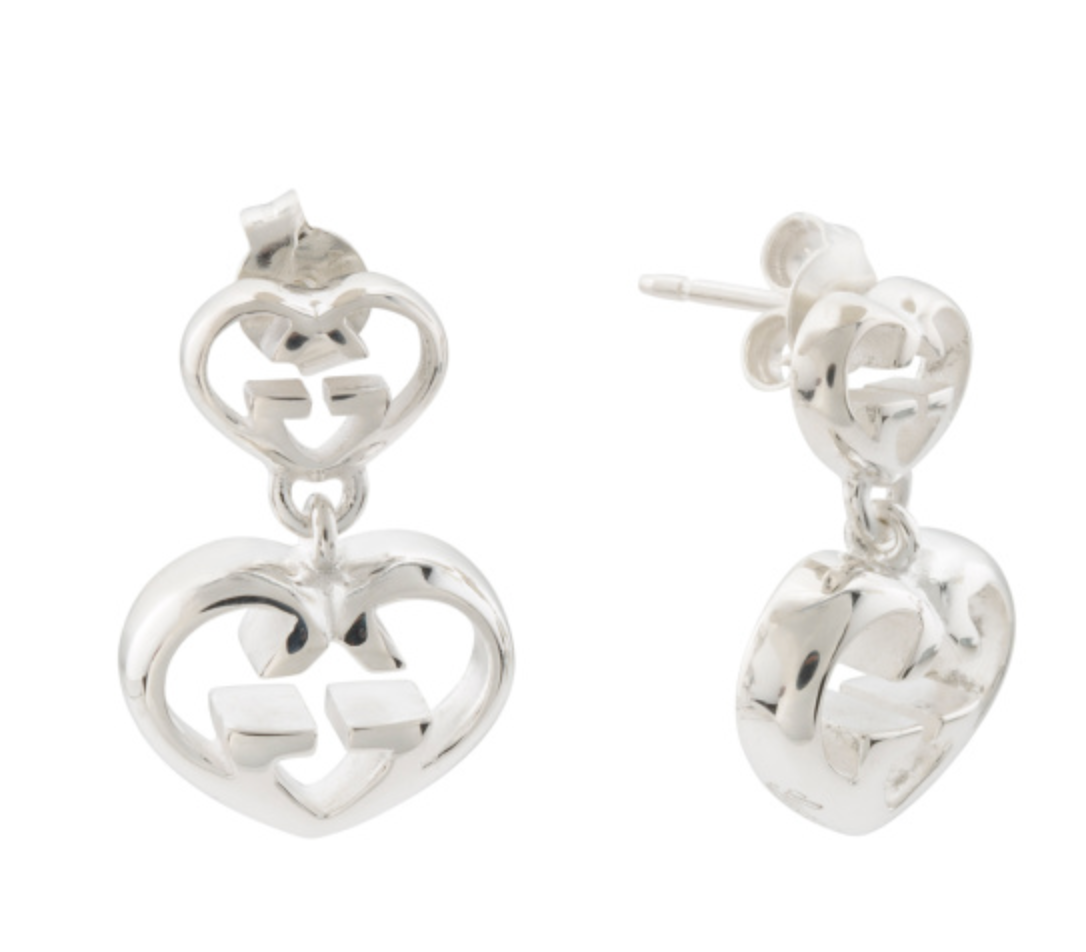 Love Britt G Heart Earrings in Silver