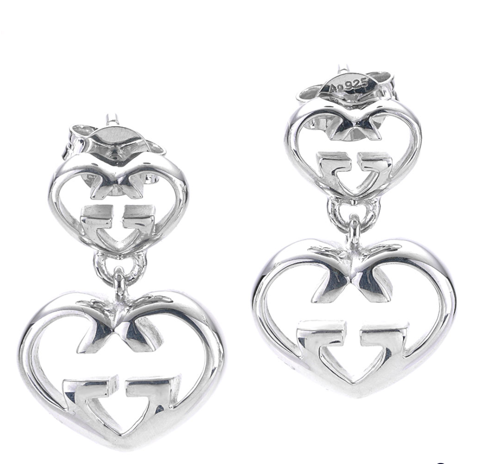 Love Britt G Heart Earrings in Silver
