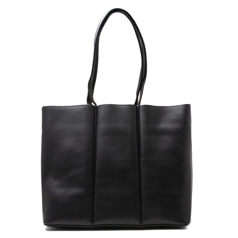 Black & Leather Tote Bag Travel Handbag
