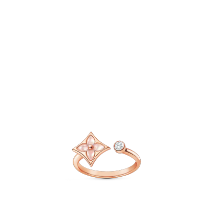 Color Blossom Mini Star Ring, Pink Gold, Pink Mother-Of-Pearl And Diamond