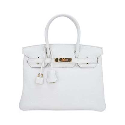 Birkin 30 Bag White Clemence Leather with Gold Hardware