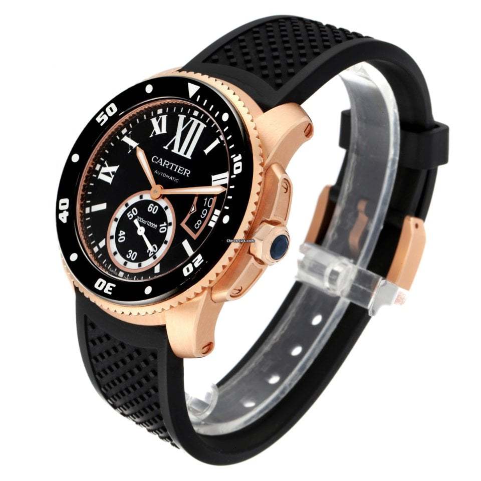 Cartier Calibre Rose Gold Black Dial Automatic Mens Watch