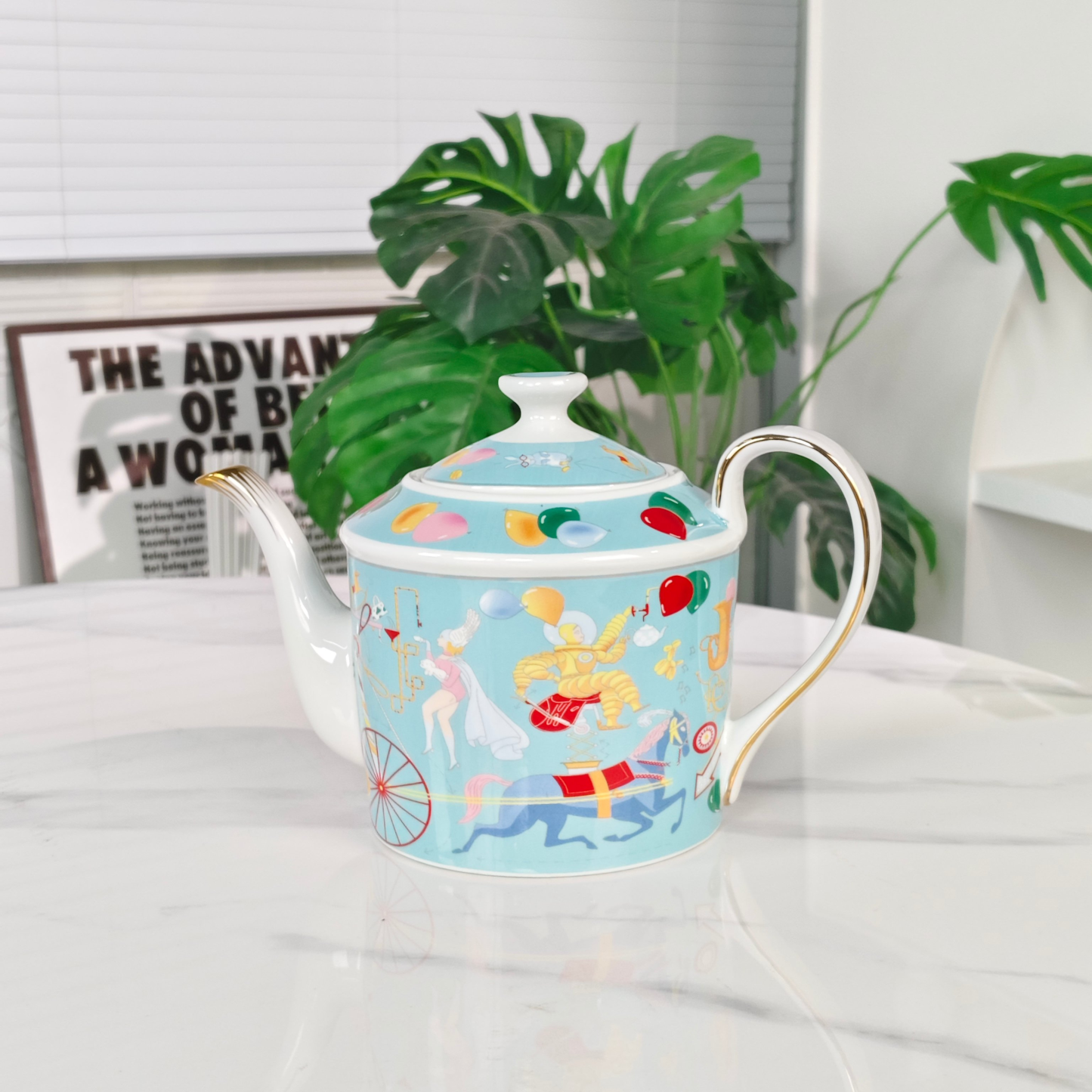 Hethtrmès 🔥 New Arrival: "Astronaut" Blue 5-Piece Bone China Dinnerware Set