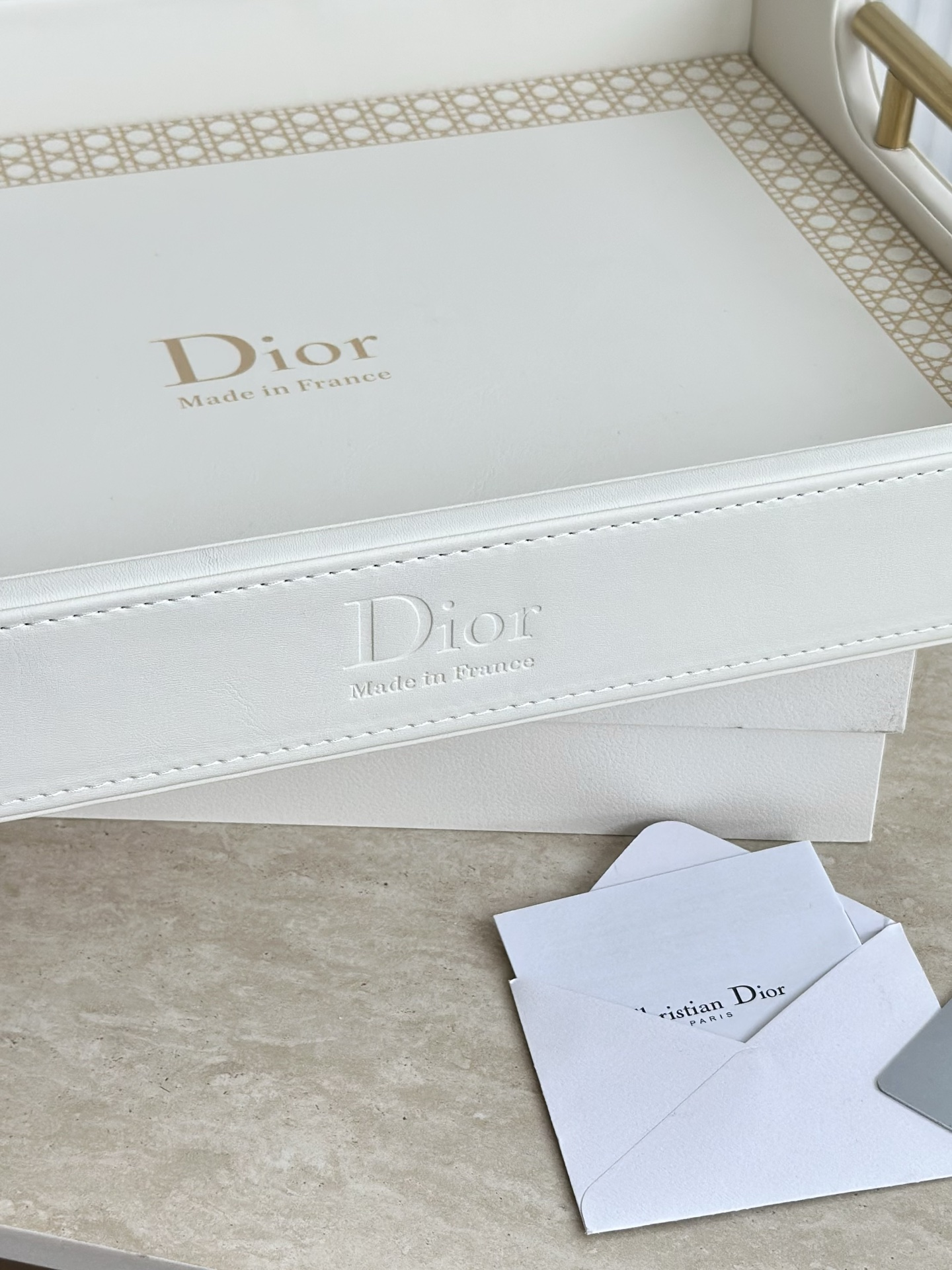 Dithtor Rectangular Leather and Metal Tray