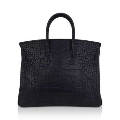 Birkin 25 Bag Black Matte Alligator with Gold Hardware