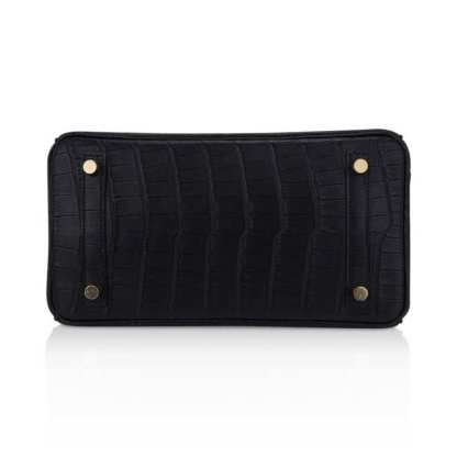 Birkin 25 Bag Black Matte Alligator with Gold Hardware