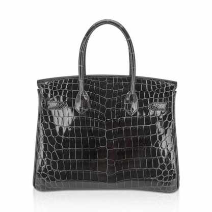Birkin 30 Bag Graphite Niloticus Crocodile with Gold Hardware