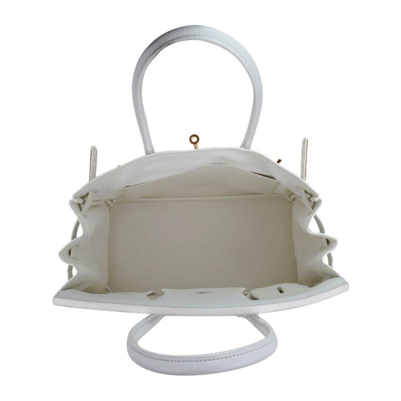 Birkin 30 Bag White Clemence Leather with Gold Hardware