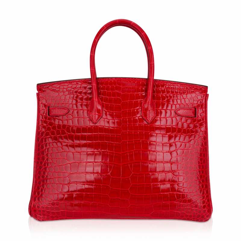 Birkin 35 Bag Braise Porosus Crocodile with Gold Hardware