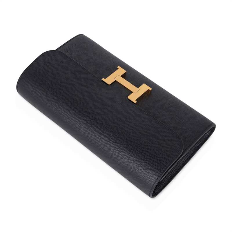 Constance Long To Go Wallet Black Epsom Gold Hardware