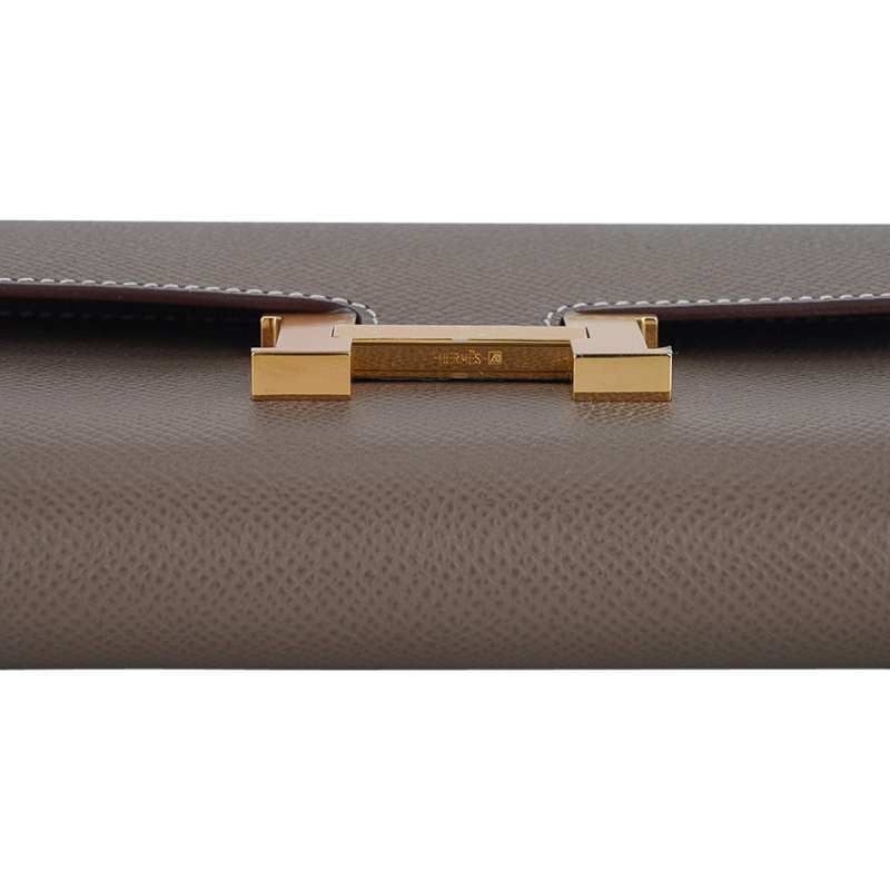 Constance Long To Go Wallet Etoupe Epsom with Gold Hardware