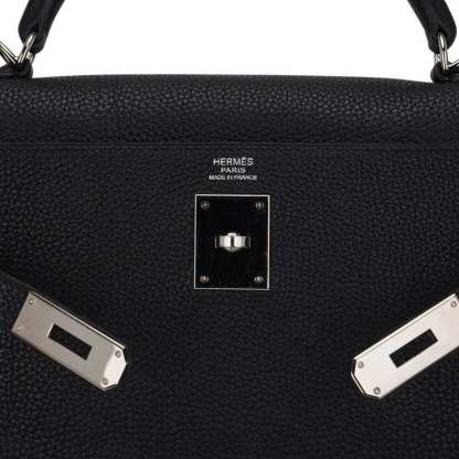 Kelly 32 Retourne Bag Black Togo Leather with Palladium Hardware