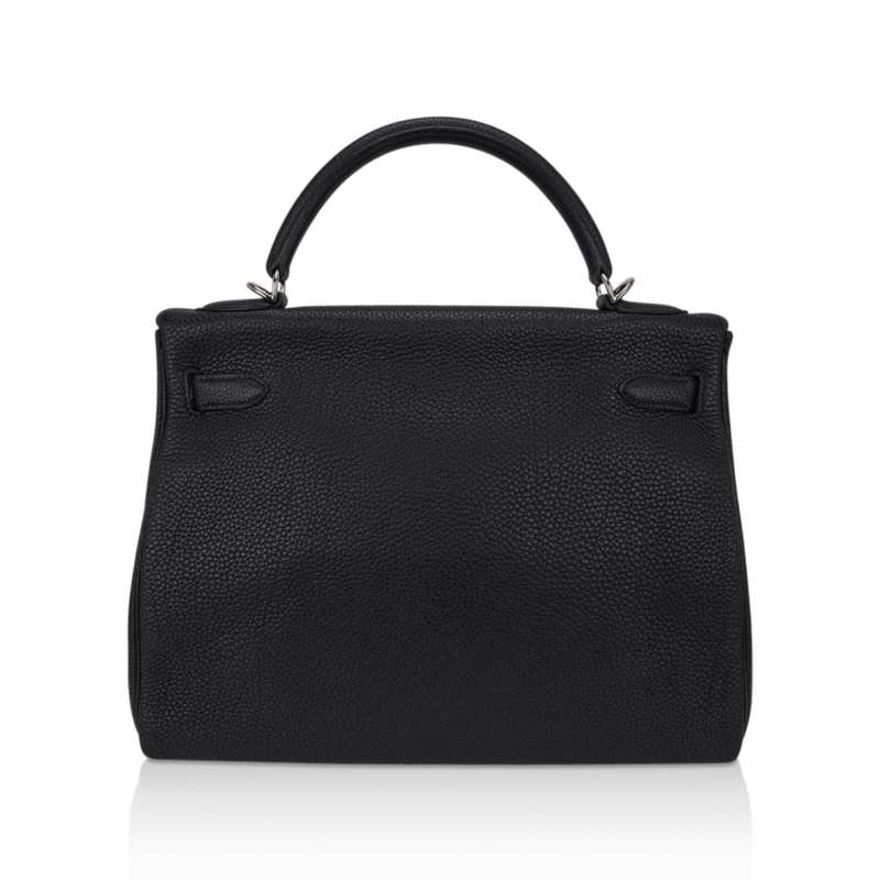 Kelly 32 Retourne Bag Black Togo Leather with Palladium Hardware