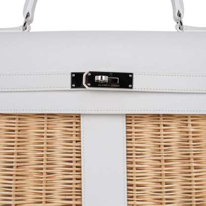 Kelly 35 Picnic Bag White Swift Leather / Osier (Wicker) Limited Edition