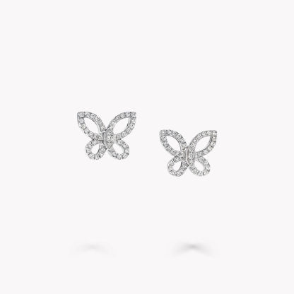 Mini Butterfly Silhouette Diamond Earrings WHITE GOLD
