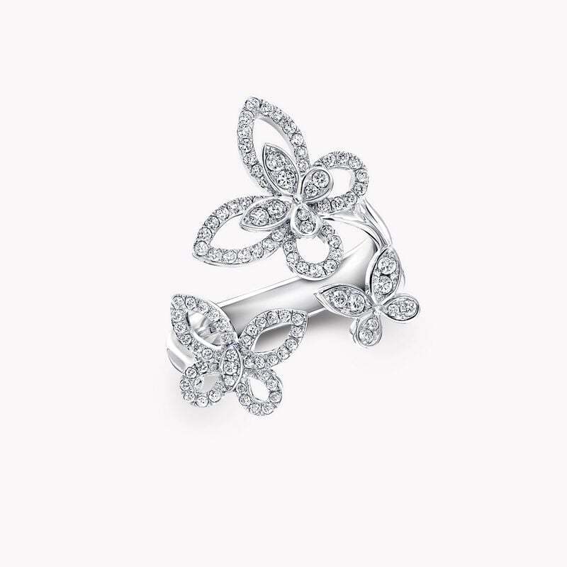 Triple Butterfly Silhouette Diamond Ring