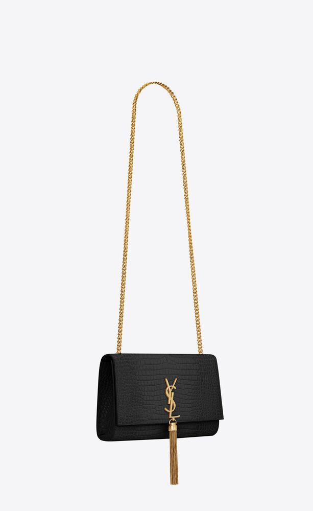 KATE MEDIUM TASSEL IN CROCODILE-EMBOSSED LEATHER