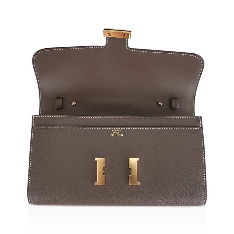 Constance Long To Go Wallet Etoupe Epsom with Gold Hardware