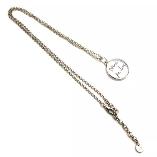 Necklace BLIND FOR LOVE Tiger Head Motif Pendant Adjustable Chain Silver