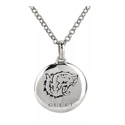 Necklace BLIND FOR LOVE Tiger Head Motif Pendant Adjustable Chain Silver