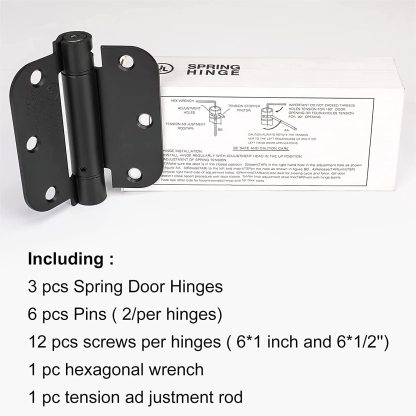 Black 3.5 Inch 5/8" Radius Corners Self Closing Spring Door Hinge