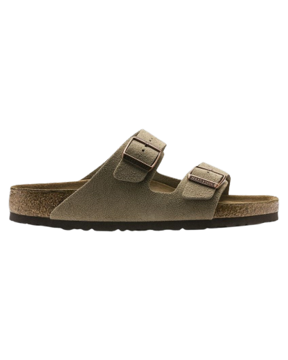 Arizona Soft Footbed Suede Leather Sandals in Taupe