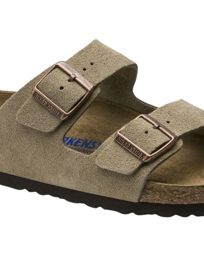 Arizona Soft Footbed Suede Leather Sandals in Taupe