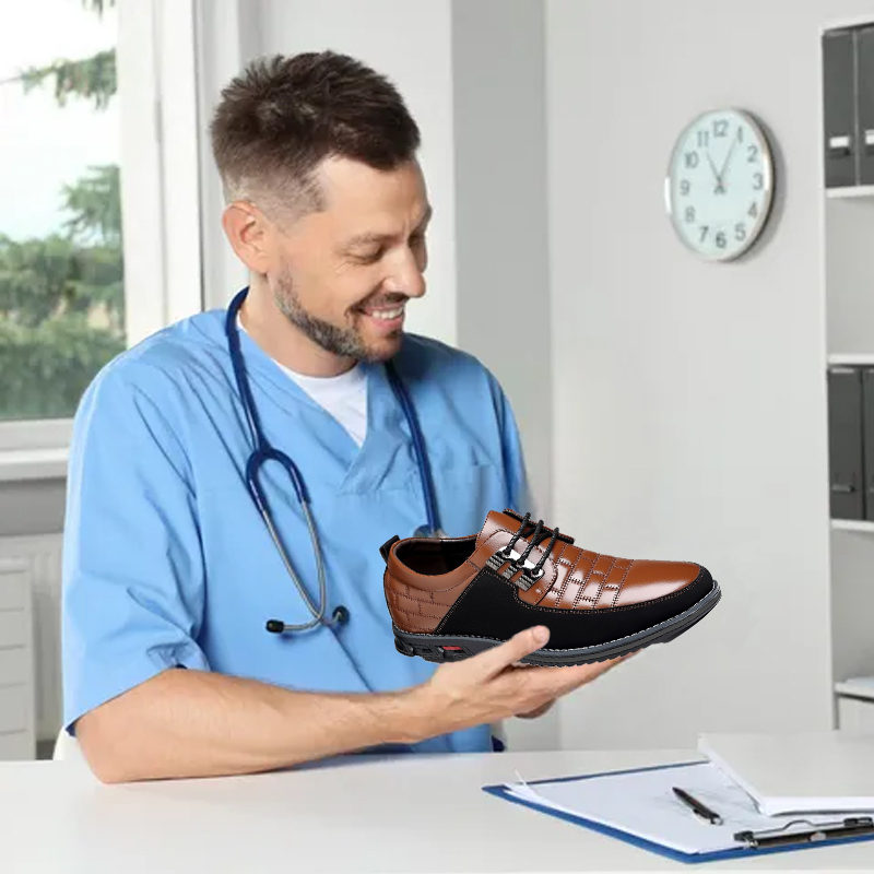 Lo sconto di oggi è del 50%, scarpe ortopediche in pelle da uomo, alleviano il dolore al tallone e riducono la pressione fisica sui piedi