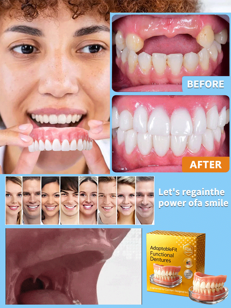 【100% adaptive denture set that fits snugly】Not easy to fall off, fits naturally and perfectly😁No adhesive or dentist appointment needed