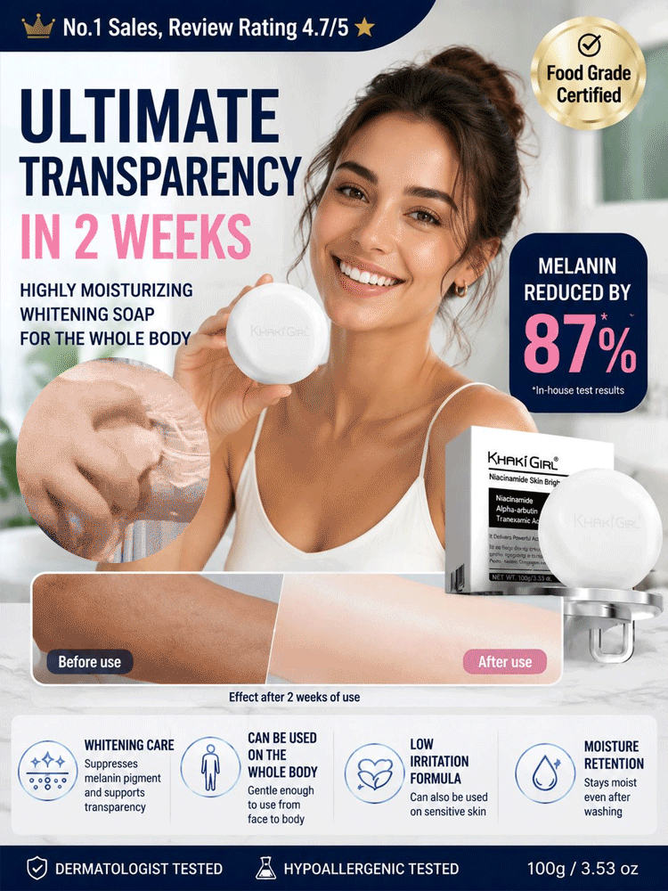【All-Body Niacinamide Whitening Soap】7x Niacinamide Power: 7 Days to Radiant Skin, No more Dark Spots!