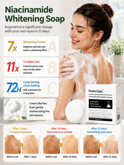 【All-Body Niacinamide Whitening Soap】7x Niacinamide Power: 7 Days to Radiant Skin, No more Dark Spots!