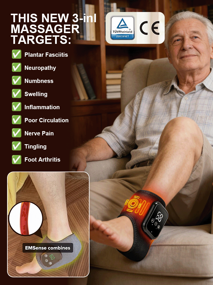 3-in-1 Therapy Ankle Massager 🦶, 360° Contoured Fit for Ankles, Deeply Relieves Muscle Tension 💆‍♂️!