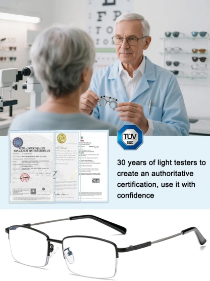 TUV SUD Certified! Pure Titanium Progressive Multifocal Glasses 🕶️, Block Harmful Blue Light 💙 & Relieve Eye Fatigue 