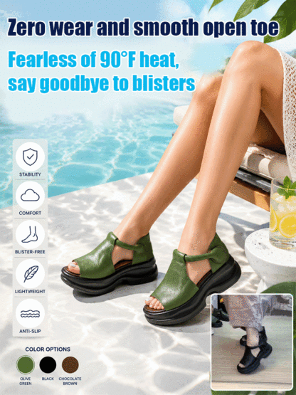 【Thick-soled wedge sandals with open toes, Korean style】Orthopedic Alignment: 12° tilt to 0° posture, No more foot pain!