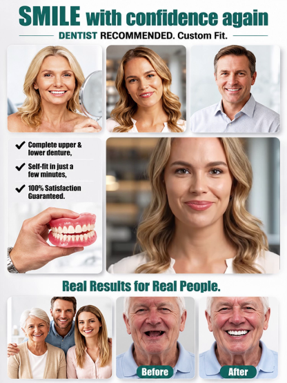 100% Realistic and Comfortable Dentures | Painless, No Glue Required丨Unisex